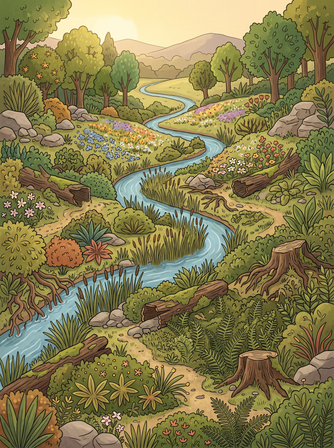 The original Eden plate in bold-outline storybook style.