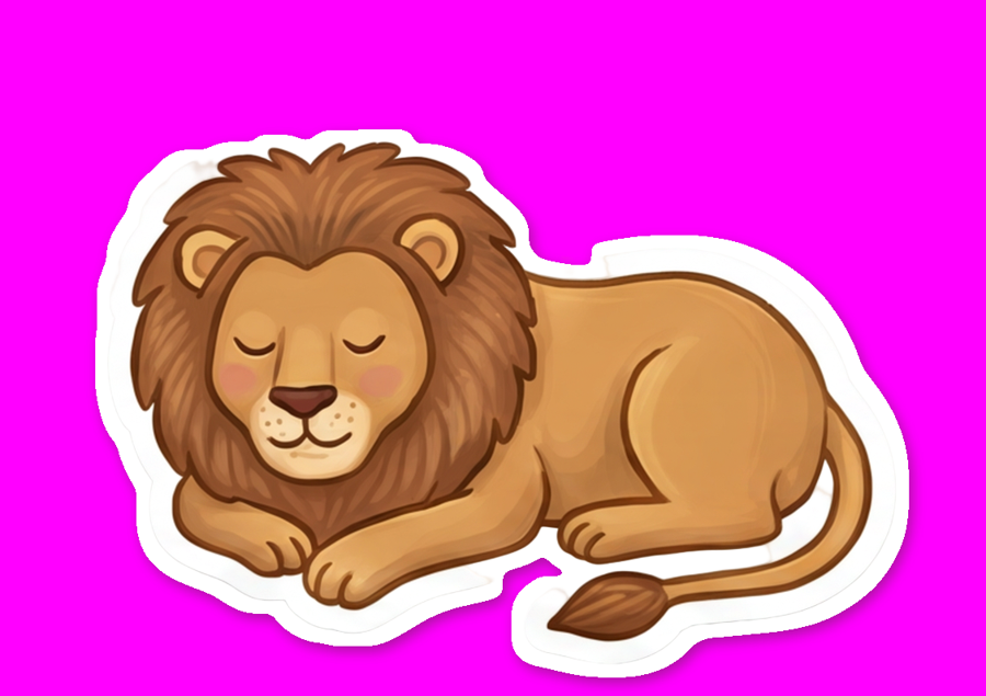 The same lion with a programmatic dilate-and-fill white border: smooth and uniform.