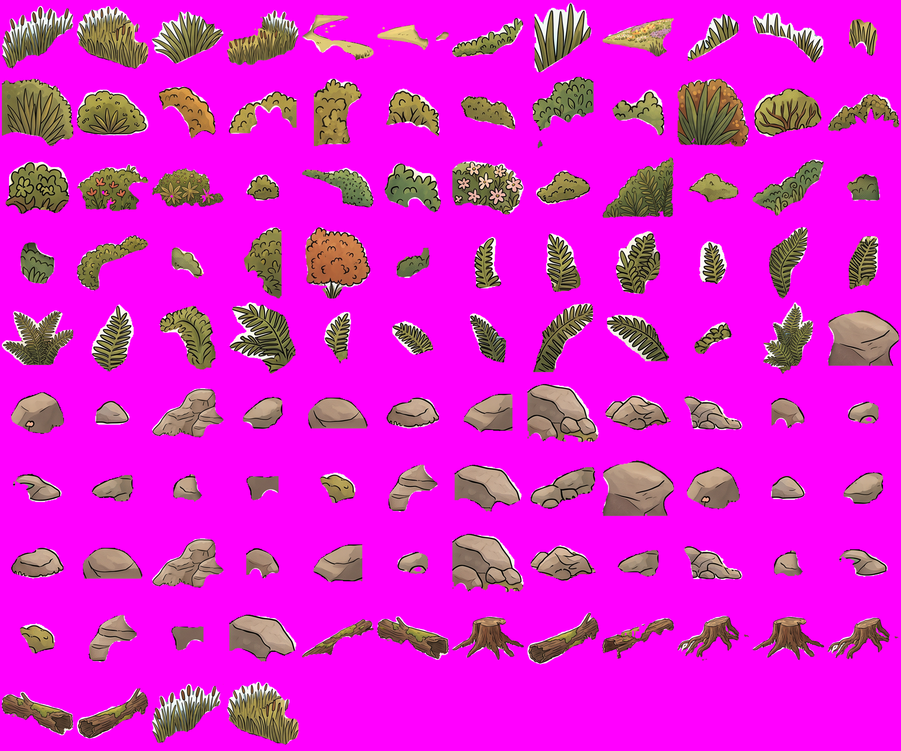 112 sticker occluders on magenta: white haloes, no trapped river.